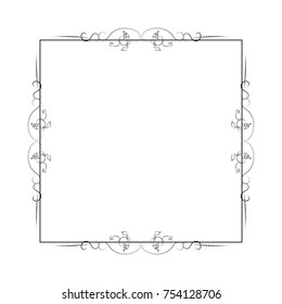 Square nature frame with leafs. Decorative vintage square frame for cards, invitations, greetings. Hand drawn square border. Vector illustration.