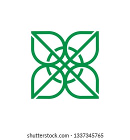 square nature leaves logo design illustration