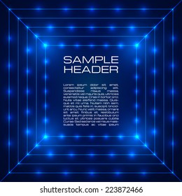 Square neon box with space for your text. Vector illustration.