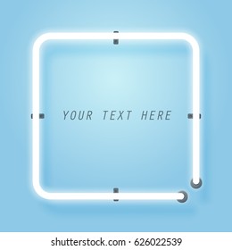 Square neon, frame template and copy space, vector art and illustration.