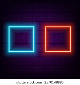 Square Neon Sign. orange color