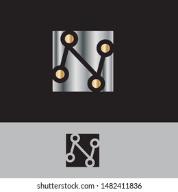 square neutron core or letter n logo icon design template. 