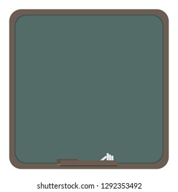 square new clean blank wooden frame with white chalk and eraser isolated on white background