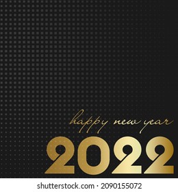 quadratische Grußkarte für das neue Jahr, goldener Happy Ney Year 2022 auf dunklem Hintergrund, Vektorgrafik
