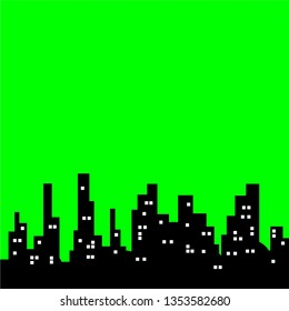 square night city with green background design concept  