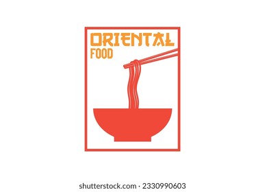 Square Noodle Bowl with chopstick for restaurant and beverages design icon illustration vector