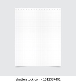 Square notepad sheet with holes on a gray background. 