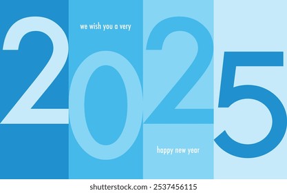 Cuadrado con número 2025 color cian monocromo, feliz año nuevo 2025 Plantilla de diseño de fondo de texto, feliz año nuevo 2025 Ilustración vectorial aislada sobre fondo blanco.