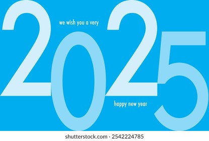 square with number 2025 cyan monochrome color, happy new year 2025 text background design template, happy new year 2025 vector illustration isolated on yellow background.