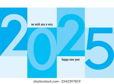 square with number 2025 cyan monochrome color, happy new year 2025 text background design template, happy new year 2025 vector illustration isolated on white background.