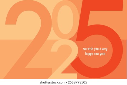 square with number 2025 orange monochrome color, happy new year 2025 text background design template, happy new year 2025 vector illustration isolated on white background.
