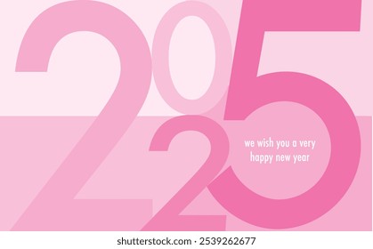 square with number 2025 pink monochrome color, happy new year 2025 text background design template, happy new year 2026 vector illustration isolated on white background.