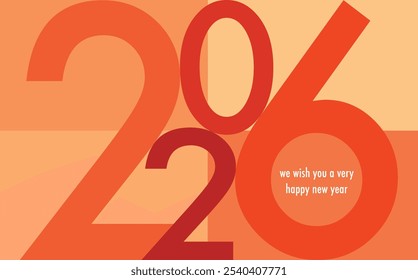 square with number 2026 orange monochrome color, happy new year 2026 text background design template, happy new year 2026 vector illustration isolated on white background.