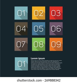 Square numbers design template. Fully editable vector.