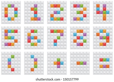 square numbers on white, isolated on white