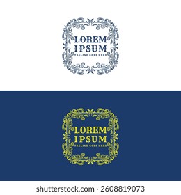 Square Old Royal Border Frame Badge Emblem Label Logo Design Vector