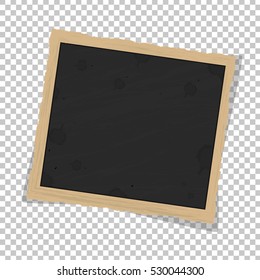 Square old vintage frame template with shadows isolated on transparent background. Vector illustration