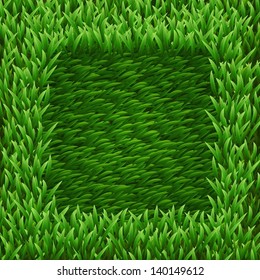 Square on green grass texture. Vector background.