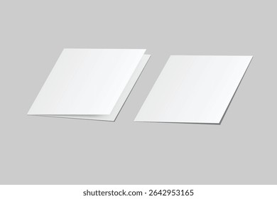 Square open Leaflet, bi fold mockup template .Blank paper, thank you card, notecards, note paper, greeting card, wedding invitation, postcard, brochure or creative work for presentation of design