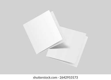 Square open Leaflet, bi fold mockup template .Blank paper, thank you card, notecards, note paper, greeting card, wedding invitation, postcard, brochure or creative work for presentation of design