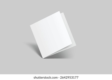 Square open Leaflet, bi fold mockup template .Blank paper, thank you card, notecards, note paper, greeting card, wedding invitation, postcard, brochure or creative work for presentation of design