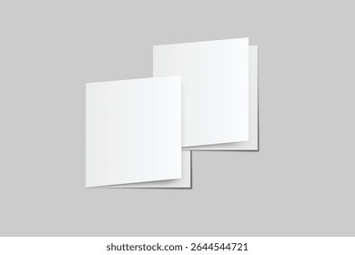 Square open Leaflet, bi fold mockup template .Blank paper, thank you card, notecards, note paper, greeting card, wedding invitation, postcard, brochure or creative work for presentation of design