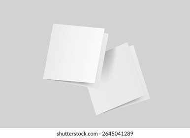 Square open Leaflet, bi fold mockup template .Blank paper, thank you card, notecards, note paper, greeting card, wedding invitation, postcard, brochure or creative work for presentation of design