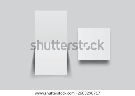 Square open Leaflet, bi fold mockup template .Blank paper, thank you card, notecards, note paper, greeting card, wedding invitation, postcard, brochure or creative work for presentation of design
