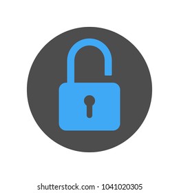 Square open padlock icon. Vector.