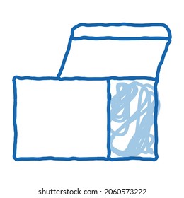 Square Opened Cardboard Carton Box sketch icon vector. Hand drawn blue doodle line art isolated symbol illustration
