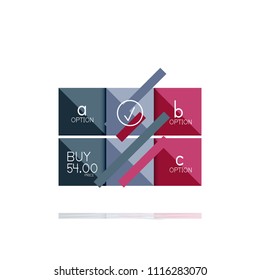 Quadratischer Option Infografik-Banner. Visualisierung von Daten und Informationen, geometrisches Design. Vektorgrafik