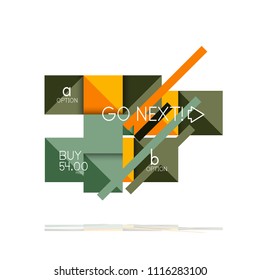 Quadratischer Option Infografik-Banner. Visualisierung von Daten und Informationen, geometrisches Design. Vektorgrafik