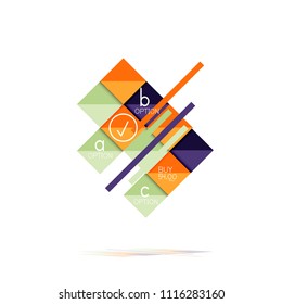 Square option infographic banner. Data and information visualization, geometric design. Vector illustration