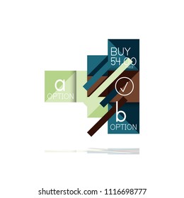 Banner gráfico de opción cuadrada. Visualización de datos e información, diseño geométrico. Ilustración del vector