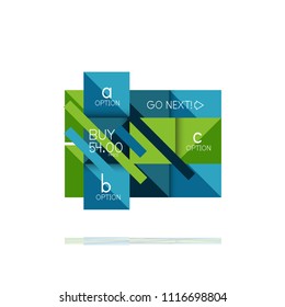 Quadratischer Option Infografik-Banner. Visualisierung von Daten und Informationen, geometrisches Design. Vektorgrafik