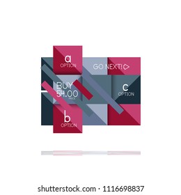 Banner gráfico de opción cuadrada. Visualización de datos e información, diseño geométrico. Ilustración del vector