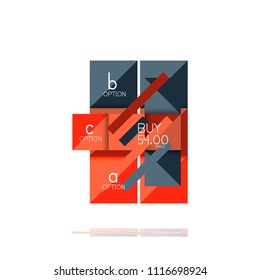 Square option infographic banner. Data and information visualization, geometric design. Vector illustration