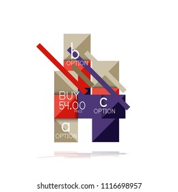 Banner gráfico de opción cuadrada. Visualización de datos e información, diseño geométrico. Ilustración del vector