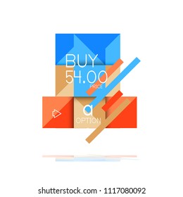Banner gráfico de opción cuadrada. Visualización de datos e información, diseño geométrico. Ilustración del vector