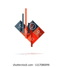 Quadratischer Option Infografik-Banner. Visualisierung von Daten und Informationen, geometrisches Design. Vektorgrafik