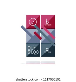 Square option infographic banner. Data and information visualization, geometric design. Vector illustration