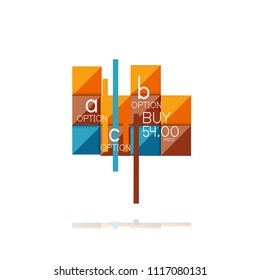 Quadratischer Option Infografik-Banner. Visualisierung von Daten und Informationen, geometrisches Design. Vektorgrafik