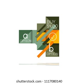 Banner gráfico de opción cuadrada. Visualización de datos e información, diseño geométrico. Ilustración del vector