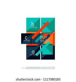 Banner gráfico de opción cuadrada. Visualización de datos e información, diseño geométrico. Ilustración del vector