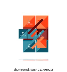 Square option infographic banner. Data and information visualization, geometric design. Vector illustration