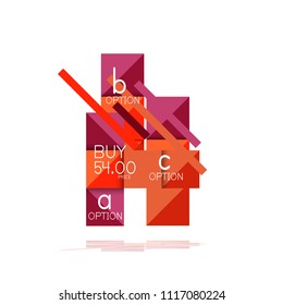 Banner gráfico de opción cuadrada. Visualización de datos e información, diseño geométrico. Ilustración del vector