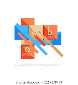 Banner gráfico de opción cuadrada. Visualización de datos e información, diseño geométrico. Ilustración del vector