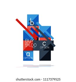 Square option infographic banner. Data and information visualization, geometric design. Vector illustration