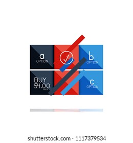 Square option infographic banner. Data and information visualization, geometric design. Vector illustration