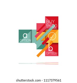 Quadratischer Option Infografik-Banner. Visualisierung von Daten und Informationen, geometrisches Design. Vektorgrafik